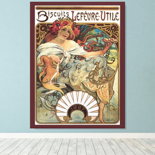  art nouveau, koekjes van Alphonse Mucha Canvas Afdruk (Insitu (Houten vloer))