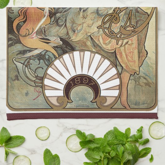  art nouveau, koekjes van Alphonse Mucha Theedoek (Gevouwen)