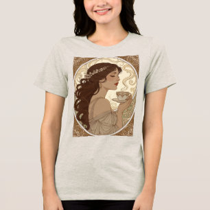 Art Nouveau koffieliefhebber in de stijl van Mucha Tri-Blend Shirt