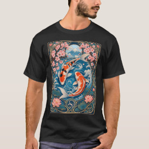 Art Nouveau Koi Vis Japanse Kersenbloesem T-shirt