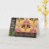 Art nouveau kolibrie bloem verneuil art kaart (Gele Bloem)