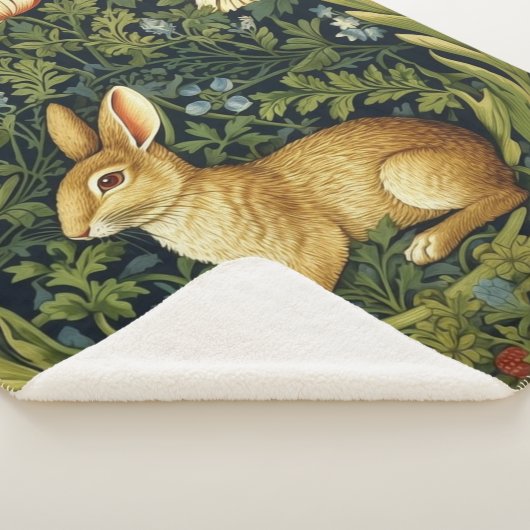 Art nouveau konijn in de tuin sherpa deken (3/4)