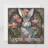 Art Nouveau Konijn Pasen Groeten Feestdagenkaart (Voorkant)