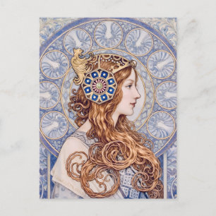 Art Nouveau Koningin Portret Briefkaart