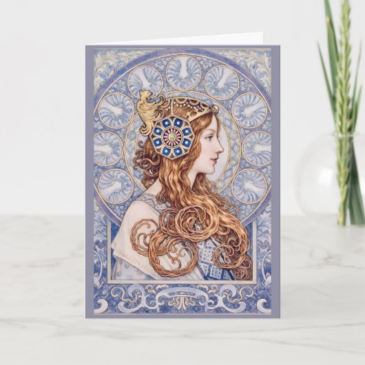 Art Nouveau Koningin Portret Kaart (Voorkant)