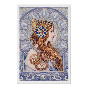 Art Nouveau Koningin Portret Perfect Poster