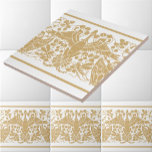 Art Nouveau Kraan & Uilen Frieze Patroon Tegeltje<br><div class="desc">Dit art nouveau fries afbeelding van een kraan,  uilen en libellen is afgeleid van een antiek Victoriaans tijdperk. 1894,  kunsttijdschrift. U kunt de kleuren aanpassen.</div>