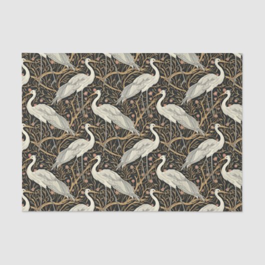 Art Nouveau kraanvogel naadloos Tissuepapier (Voorkant)