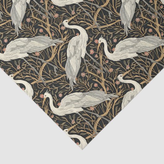 Art Nouveau kraanvogel naadloos Tissuepapier (Detail)