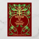 Art Nouveau Kranen in Roos Struik Huwelijksuitnodi Folie Uitnodiging (Voorkant)