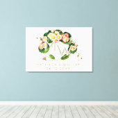 Art Nouveau Krans met Madeliefjes en Monogram om t Canvas Afdruk (Insitu (Houten vloer))