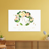 Art Nouveau Krans met Madeliefjes en Monogram om t Canvas Afdruk (Insitu (Woonkamer))