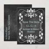 Art Nouveau krijtbord Bewaar de datum Aankondigingskaart (Voorkant / Achterkant)