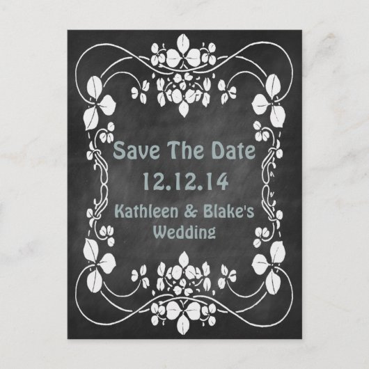 Art Nouveau krijtbord Bewaar de datum Aankondigingskaart (Voorkant)