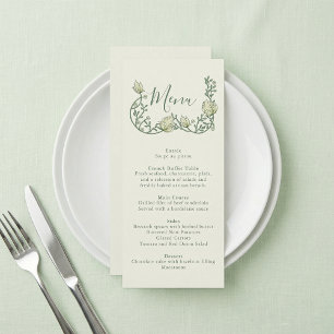 Art Nouveau-kruid botanisch trouwmenu Menu