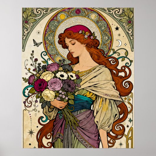 Art Nouveau Kunst aan Ezel Poster (Voorkant)