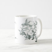 Art Nouveau-kunstwerk met een zwerm vogels en voll Koffiemok (Voorkant rechts)