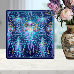 Art Nouveau Kwallen Kosmisch Oceaanpatroon Paars Tegeltje