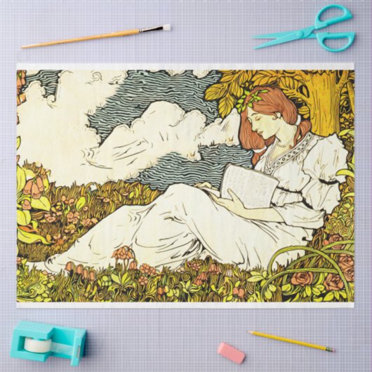 Art Nouveau Lady 14 debetpapier Tissuepapier (Craft)