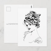 Art Nouveau Lady 1917 Fine Art Briefkaart (Voorkant / Achterkant)