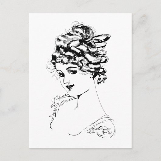 Art Nouveau Lady 1917 Fine Art Briefkaart (Voorkant)