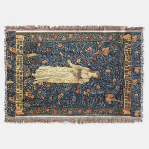 Art Nouveau Lady Birds Morris Floral Throw Blanket Deken