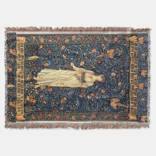 Art Nouveau Lady Birds Morris Floral Throw Blanket Deken (Voorkant)