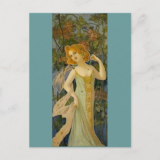 Art Nouveau Lady Briefkaart (Voorkant)