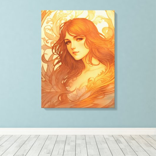 Art Nouveau Lady Canvas Afdruk (Insitu (Houten vloer))
