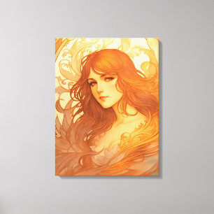 Art Nouveau Lady Canvas Afdruk