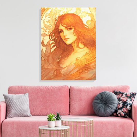 Art Nouveau Lady Canvas Afdruk (Insitu (Woonkamer))