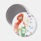 Art Nouveau Lady Champagne Party Time Magneet (Voorkant / Achterkant)