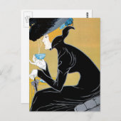  Art Nouveau, Lady Drink Marco Polo Tea Briefkaart (Voorkant / Achterkant)