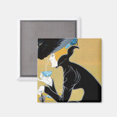  Art Nouveau, Lady Drink Marco Polo Tea Magneet (Voorkant / Achterkant)