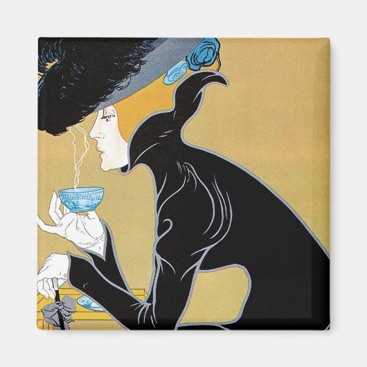  Art Nouveau, Lady Drink Marco Polo Tea Magneet (Voorkant)