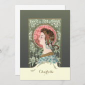  Art Nouveau Lady | Gepersonaliseerd Notitiekaartje (Voorkant / Achterkant)