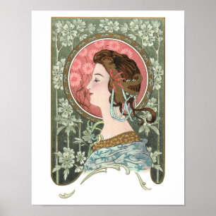 Art Nouveau Lady   Gepersonaliseerd Poster