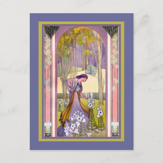 Art Nouveau Lady in het bos Briefkaart (Voorkant)