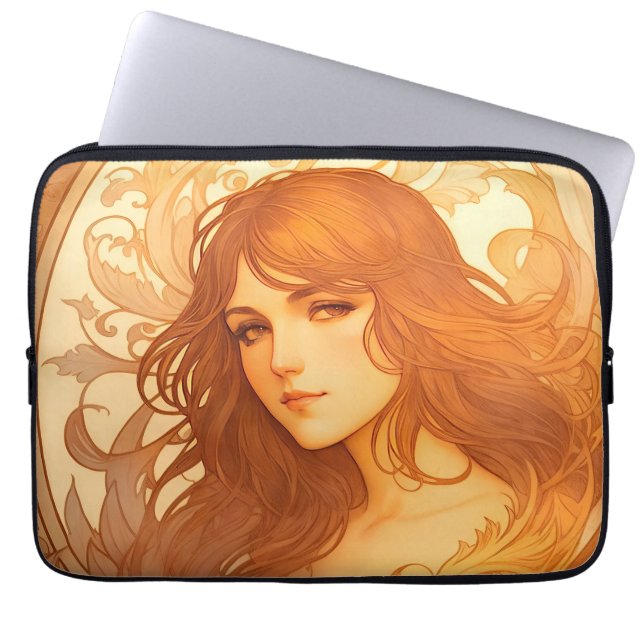 Art Nouveau Lady Laptop Sleeve (Voorkant)