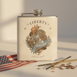 Art Nouveau Lady Liberty USA 250 Motief ID1303 Heupfles