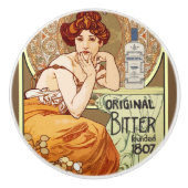 Art Nouveau Lady met Bitters Bottle Keramische Knop (Voorkant)
