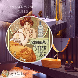 Art Nouveau Lady met Bitters Bottle Keramische Knop