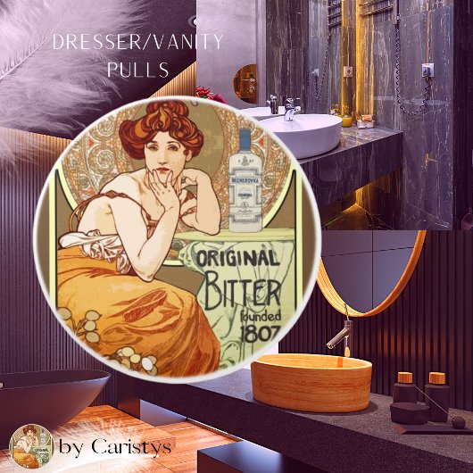 Art Nouveau Lady met Bitters Bottle Keramische Knop