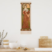 Art Nouveau  Lady met Doves Sonrel Poster (Keuken)