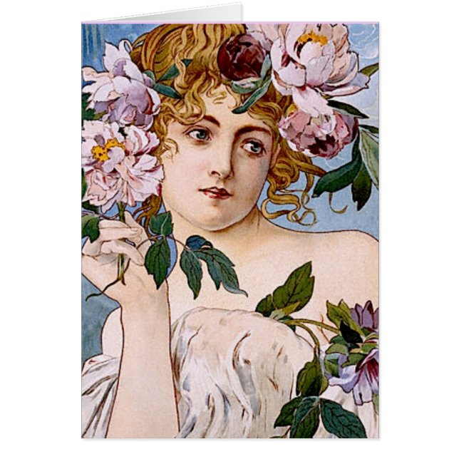 Art Nouveau Lady met Flowers (Voorkant)