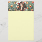 Art Nouveau Lady met Flowers Briefpapier (Voorkant)