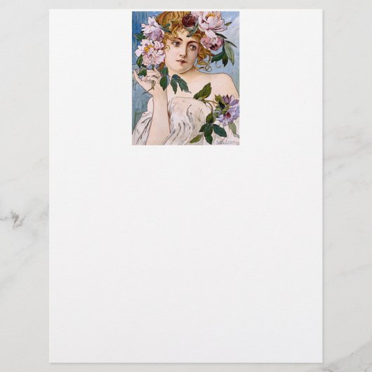 Art Nouveau Lady met Flowers Flyer (Voorkant)
