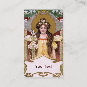 Art Nouveau Lady met Lilies Visitekaartje