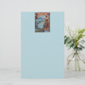 Art Nouveau Lady met Peacock Briefpapier (Staand voorkant)