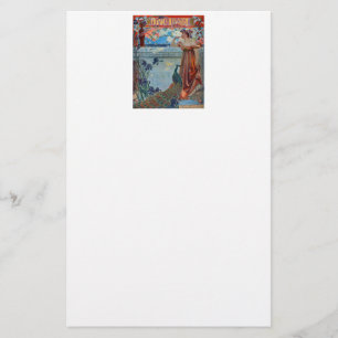 Art Nouveau Lady met Peacock Briefpapier